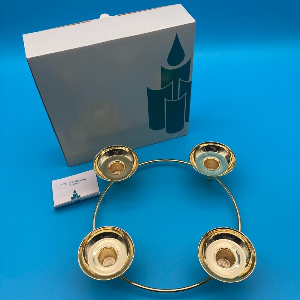 Vintage PartyLite Century Brass Centerpiece Candle Holder P7366 4-Cup Votive